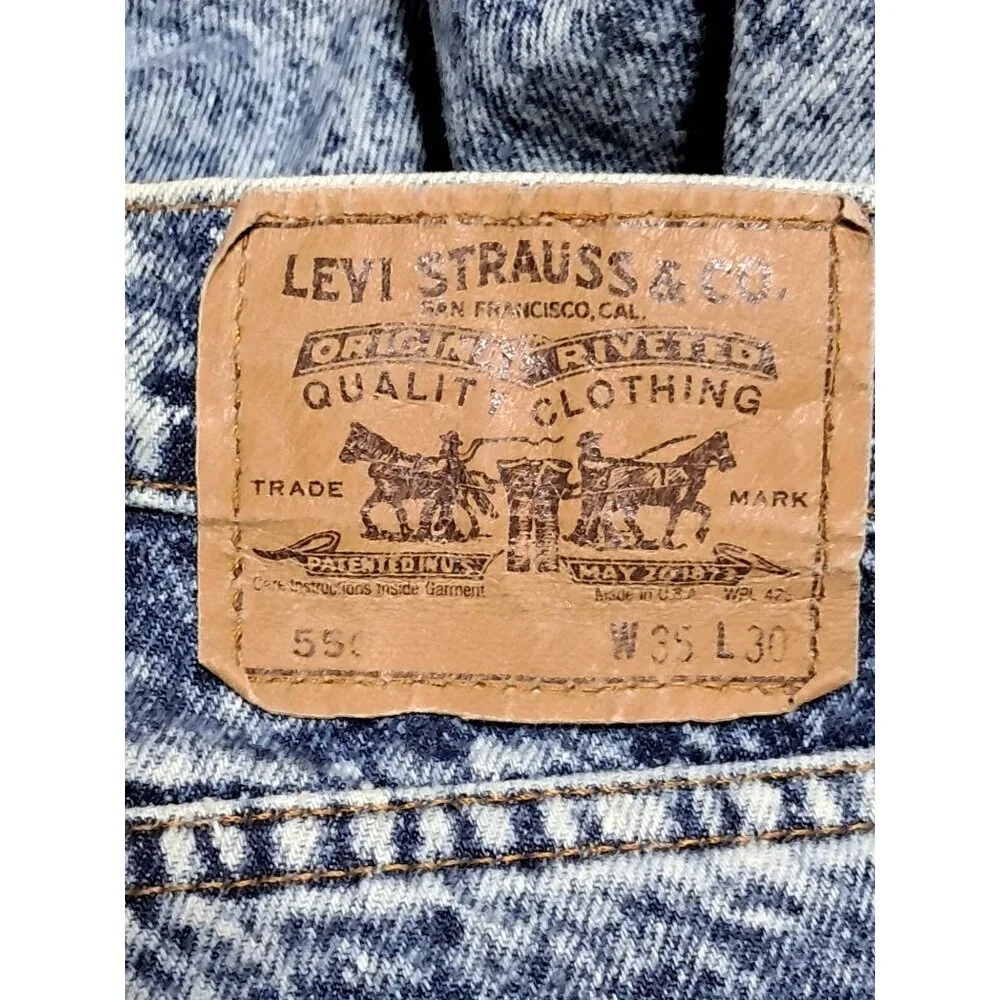 Vintage Levis 550 Acid Wash Relaxed Fit Jeans 35x30‎ USA Made 80s Icon